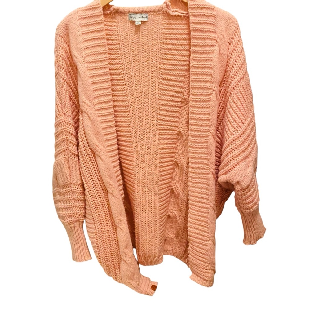 ⭐️ Simply Southern Size  Small Pink Chunky Open Front Sweater Cardigan